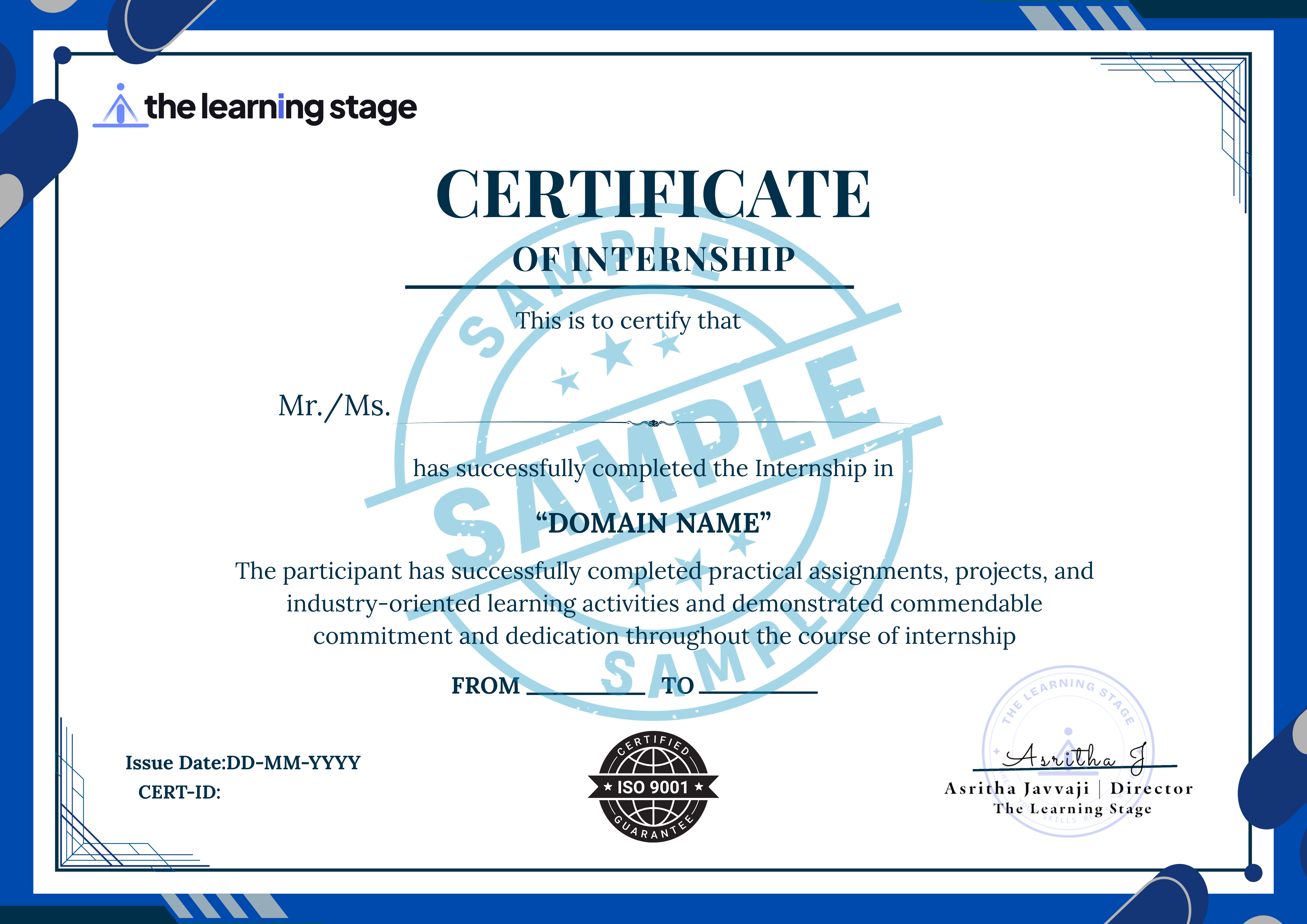 Internship Completion certificate — The Learning Stage